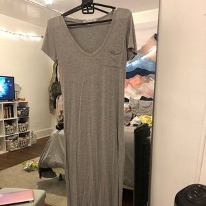 Grey maxi dress with leg slit
